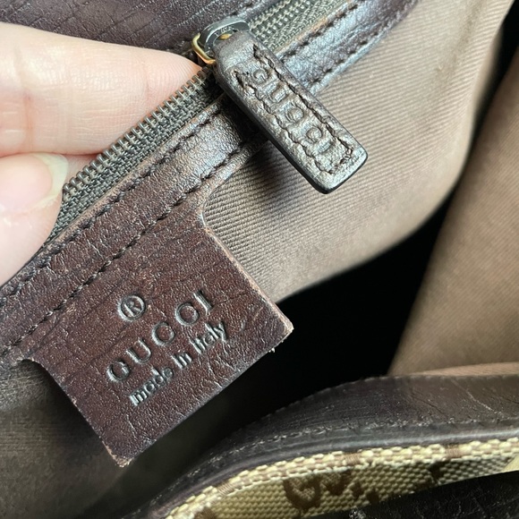 Authentic Large Gucci Totes Bag Canvas/Leather Handbag Brown Monogram Tote - Picture 8 of 11